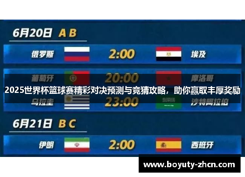 2025世界杯篮球赛精彩对决预测与竞猜攻略，助你赢取丰厚奖励