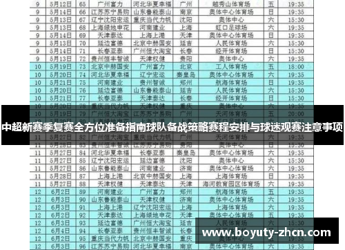中超新赛季复赛全方位准备指南球队备战策略赛程安排与球迷观赛注意事项